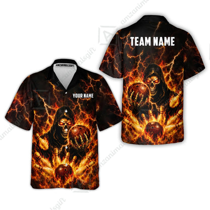 Custom Bowling Jersey Polo Shirt, Lightning Grim Reaper, Custom Bowling Jersey Team Shirt For Players With Name & Team Name