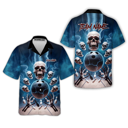 Custom Dark Fantasy Skeleton Bowling Team Jersey, Bowling Uniforms, Personalize Name And Team Name