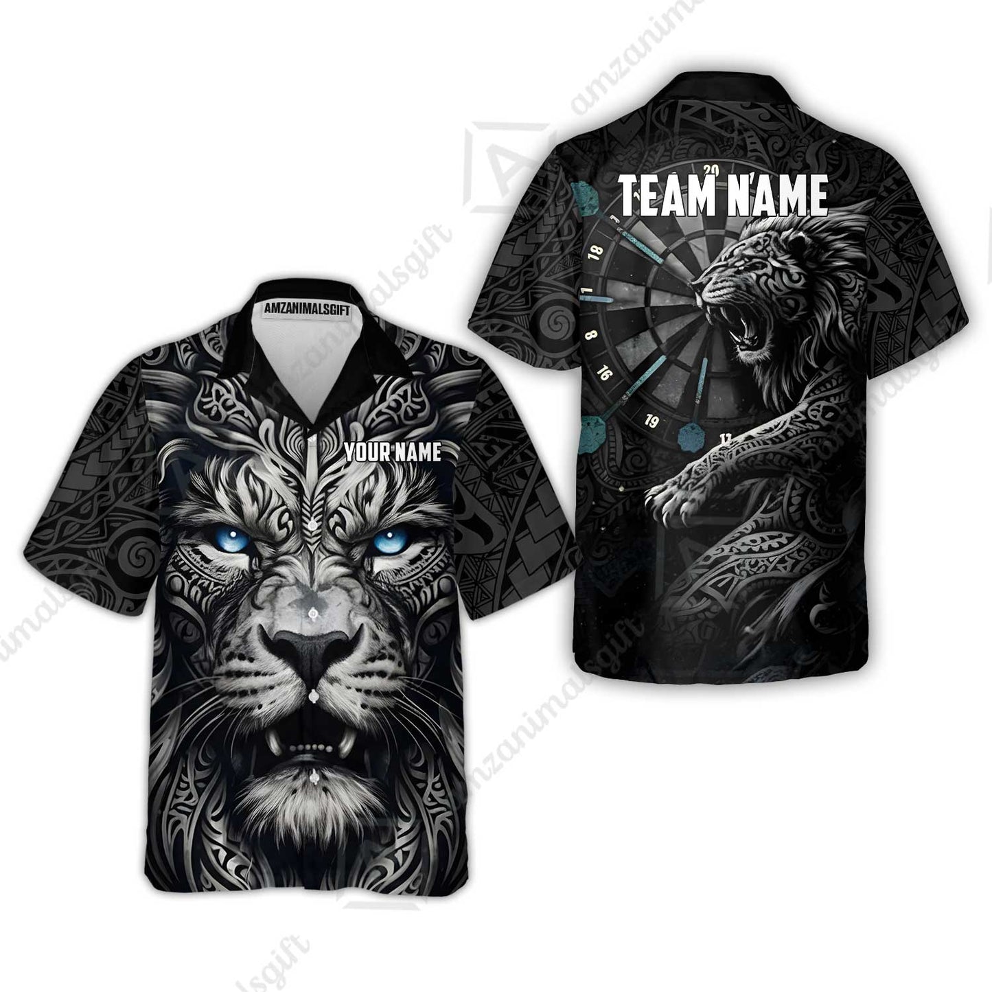 Custom Darts Team Jersey, Personalized Lion Darts Tribal Polo Shirt For Players With Name & Team Name