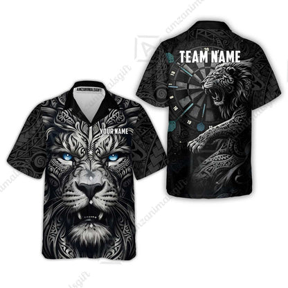 Custom Darts Team Jersey, Personalized Lion Darts Tribal Polo Shirt For Players With Name & Team Name