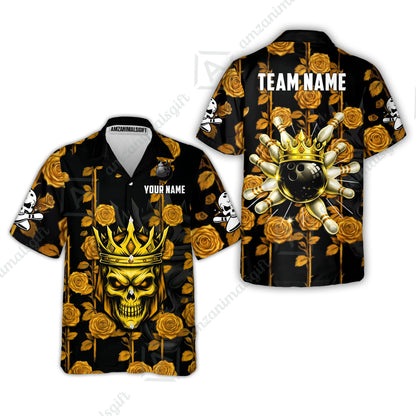 Custom Bowling Jersey Polo Shirt, Royal Skull Bowling, Custom Bowling Jersey Team Shirt For Players With Name & Team Name