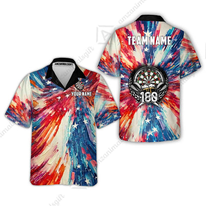 Custom Darts Team Jersey, Personalized 180 Beer USA Color Splash Darts Polo Shirt For Players With Name & Team Name