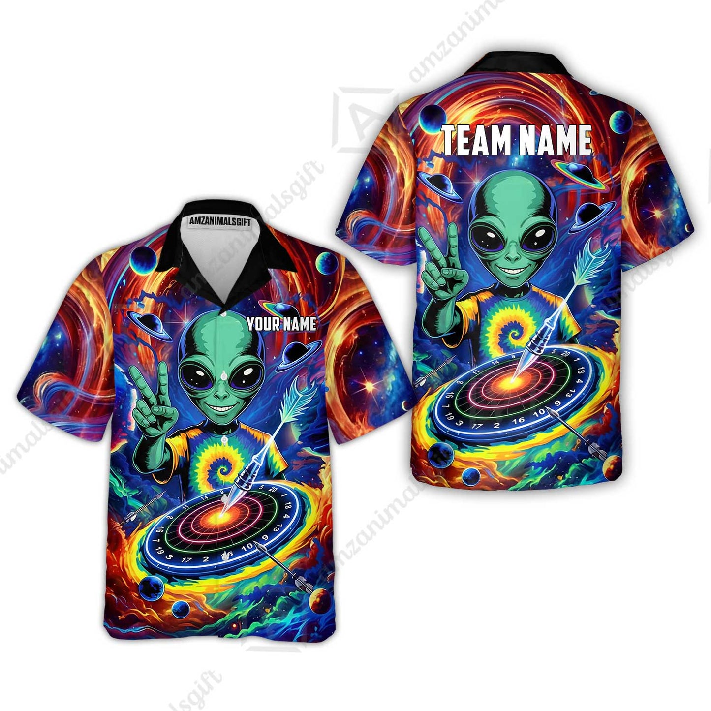 Custom Darts Team Jersey, Personalized Alien Vortex Strike Dart Polo Shirt For Players With Name & Team Name