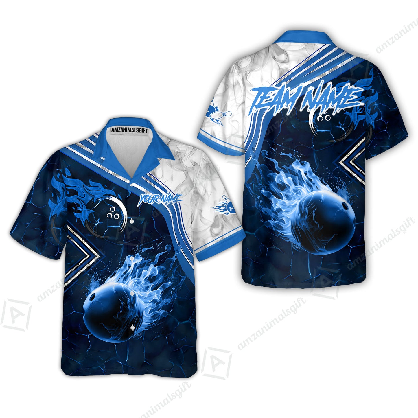 Customized Bowling Unisex Polo Shirt, Fire & Smoke Bowling Ball, Bowling Uniform - Personalized Name And Team Name