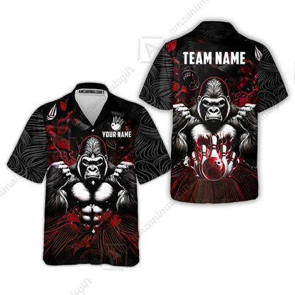 Custom Bowling Jersey Polo Shirt, Furious Gorilla Mascot, Custom Bowling Jersey Team Shirt For Players With Name & Team Name