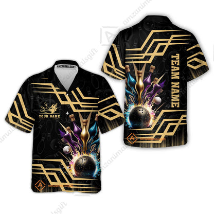 Customized Bowling Unisex Polo, Bowling And Pins Royal Multicolor Option Customized Name And Team Name For Bowling Team