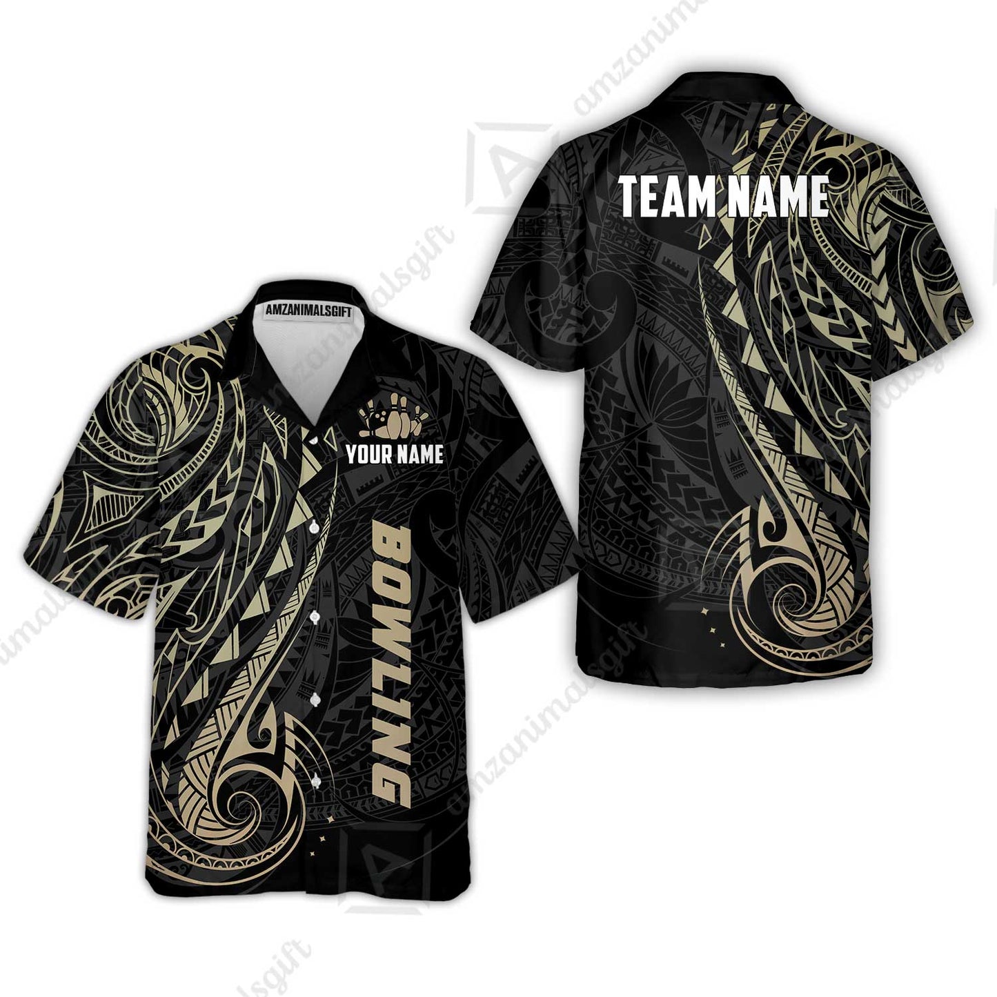 Custom Bowling Jersey Polo Shirt, Polynesian Maori Tribal Tattoo Bowling, Custom Bowling Jersey Team Shirt For Players With Name and Team Name