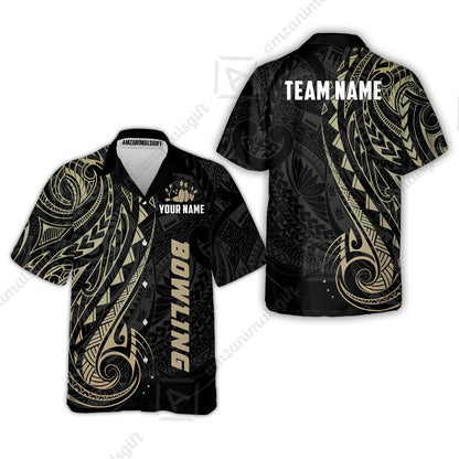 Custom Bowling Jersey Polo Shirt, Polynesian Maori Tribal Tattoo Bowling, Custom Bowling Jersey Team Shirt For Players With Name and Team Name