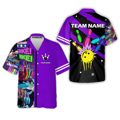 Custom Bowling Team Jersey Neon Bowling Strike Polo Shirts, Bowling Team Uniforms, Personalized Name And Team Name