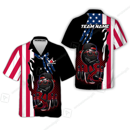 Custom Bowling Jersey Polo Shirt, Cool Hip Hop Patriotic Ball Mascot, Custom Bowling Jersey Team Shirt For Players With Name and Team Name