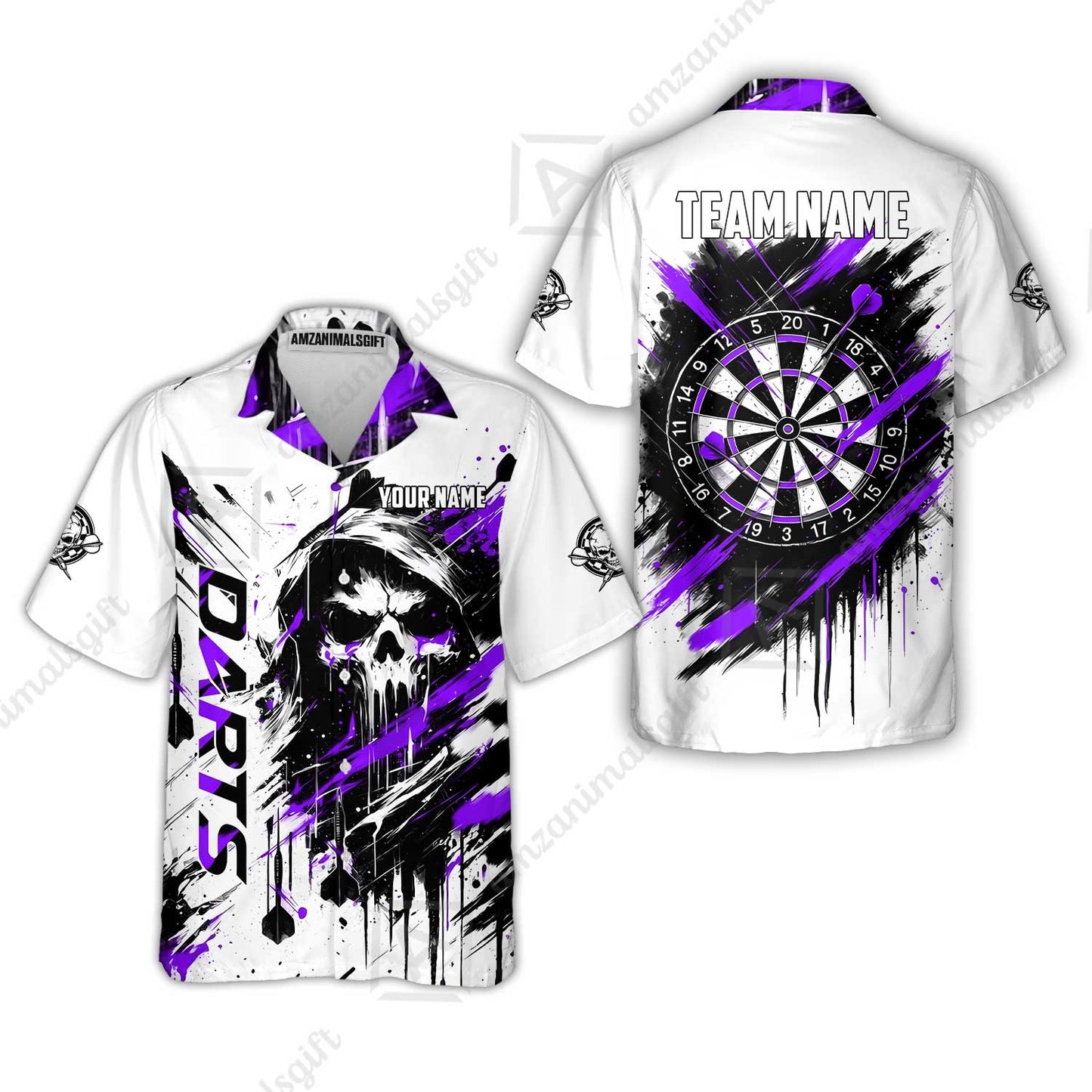 Custom Darts Jersey Polo Shirt, Grim Reaper Sketch Splatter, Custom Dart Jersey Team Shirt For Players With Name & Team Name
