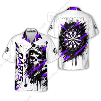 Custom Darts Jersey Polo Shirt, Grim Reaper Sketch Splatter, Custom Dart Jersey Team Shirt For Players With Name & Team Name