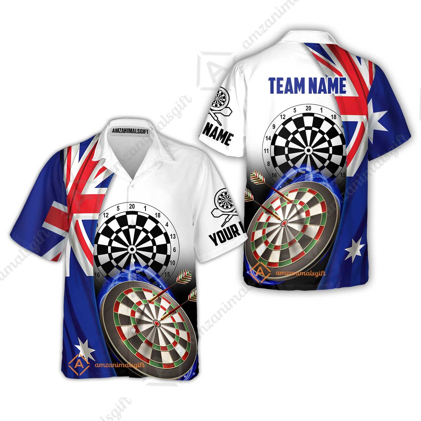 Personalized Darts Men Polo Shirt - Custom Name & Team Name Australia Flag Darts Polo Shirt For Men, Darts Team, Darts Lover