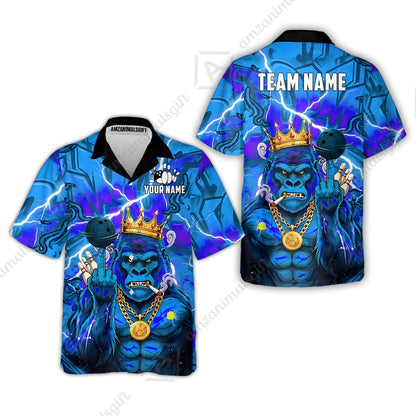 Custom Bowling Jersey Polo Shirt, Rebellious Gorilla King & Street Graffiti, Custom Bowling Jersey Team Shirt For Players With Name & Team Name