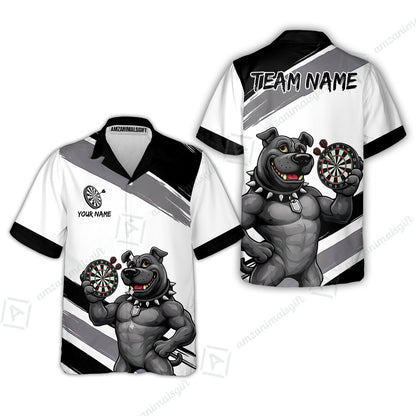 Custom Darts Jersey Polo Shirt, Pitbull Hold Dart Board, Custom Dart Jersey Team Shirt For Players With Name & Team Name