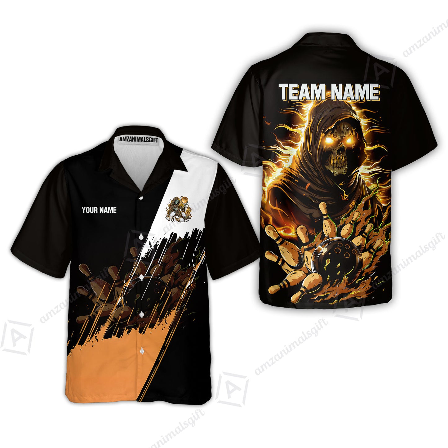 Custom Bowling Jersey Polo Shirt, Glow Reaper Bowling Custom Bowling Jersey Team Shirt For Players With Name & Team Name