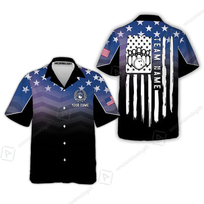 Custom Bowling Jersey Polo Shirt, Vertical Distressed Flag Chevron Gradient, Custom Bowling Jersey Team Shirt For Players With Name and Team Name