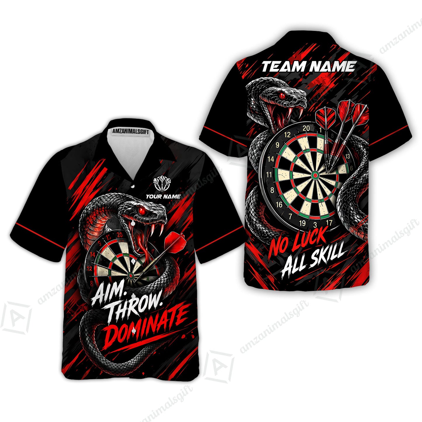 Customized Darts Team Jersey, Personalized Snake Darts Abstract Background Polo Shirt For Players With Name & Team Name