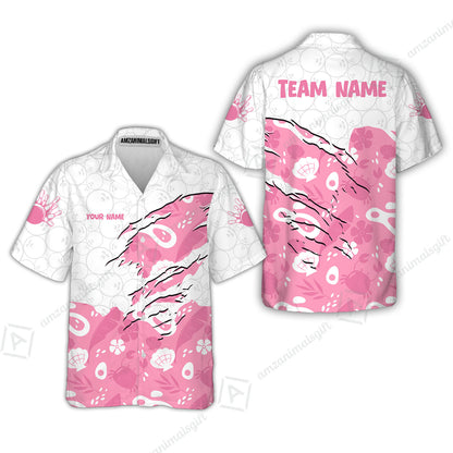 Custom Bowling Jersey Polo Shirt, Pattern Crab Half Crenate Ark Flower Glass, Personalize Name and Team Name