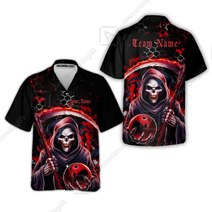 Custom Bowling Jersey Polo Shirt, Red Reaper, Personalized Name And Team Name