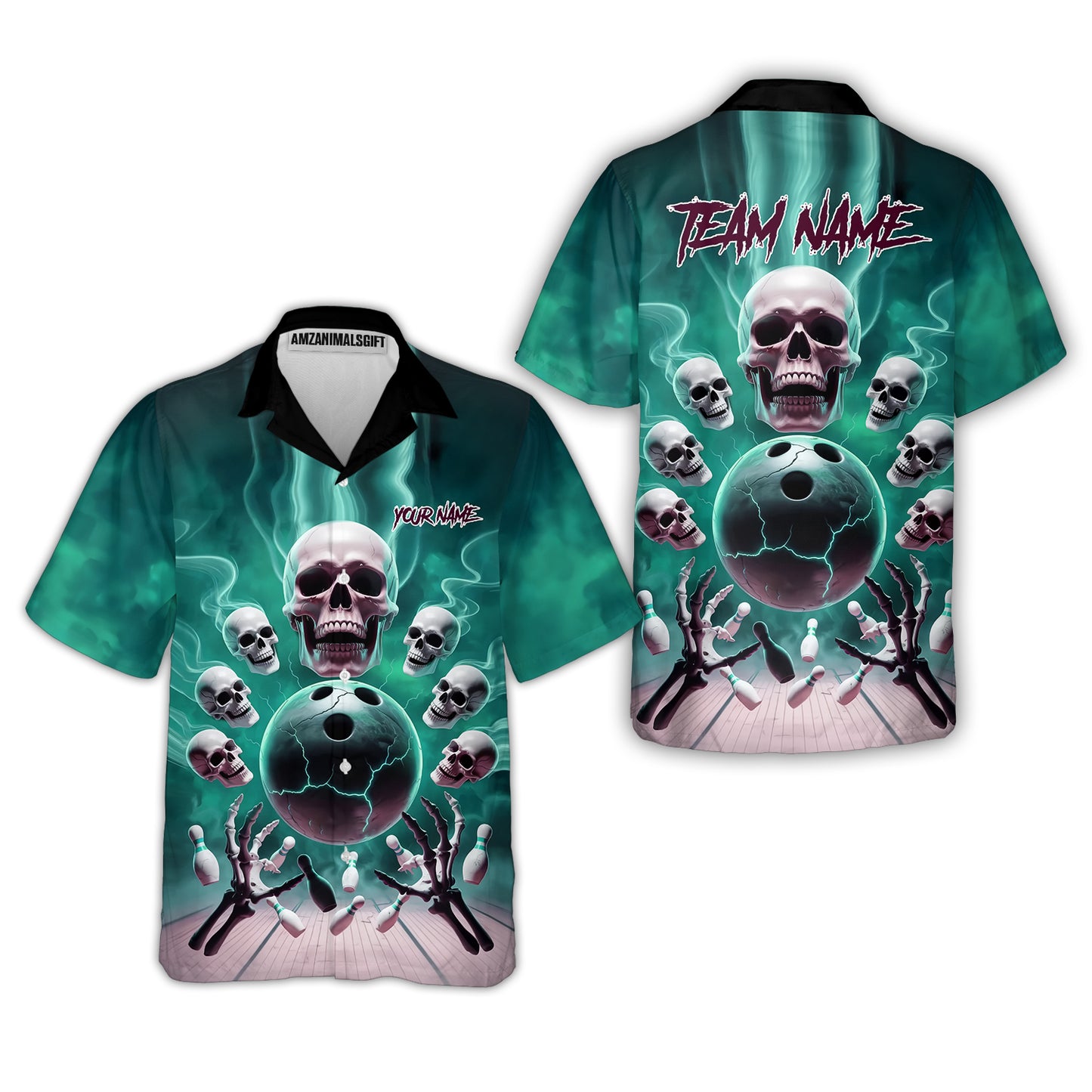 Custom Dark Fantasy Skeleton Bowling Team Jersey, Bowling Uniforms, Personalize Name And Team Name