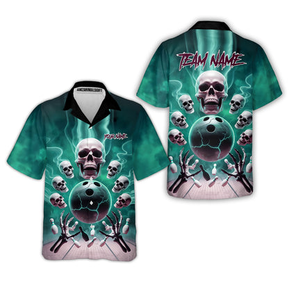 Custom Dark Fantasy Skeleton Bowling Team Jersey, Bowling Uniforms, Personalize Name And Team Name