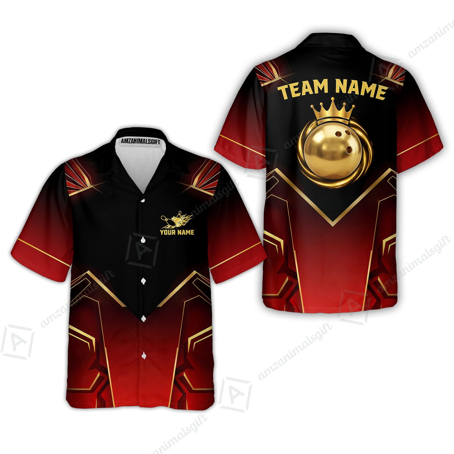 Custom Bowling Jersey Polo Shirt, Luxury Regal Golden Crown, Custom Bowling Jersey Team Shirt For Players With Name and Team Name
