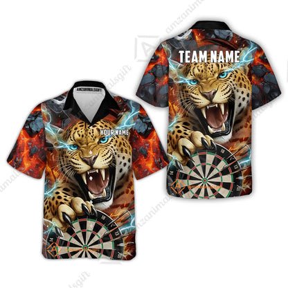Custom Darts Team Jersey, Personalized Leopard Darts Polo Shirt For Players With Name & Team Name
