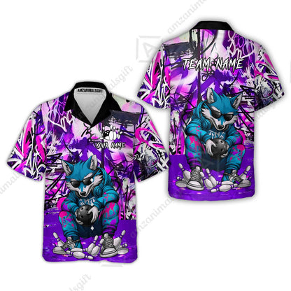 Custom Streetwear Wolf Bowling Jersey Polo Shirt, Custom Streetwear Wolf Bowling Jersey Team Shirt For Players With Name & Team Name