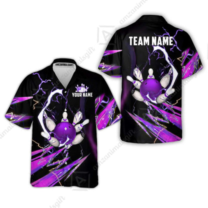 Custom Bowling Jersey Polo Shirt, Electric Strike & Neon Plasma, Custom Bowling Jersey Team Shirt For Players With Name & Team Name