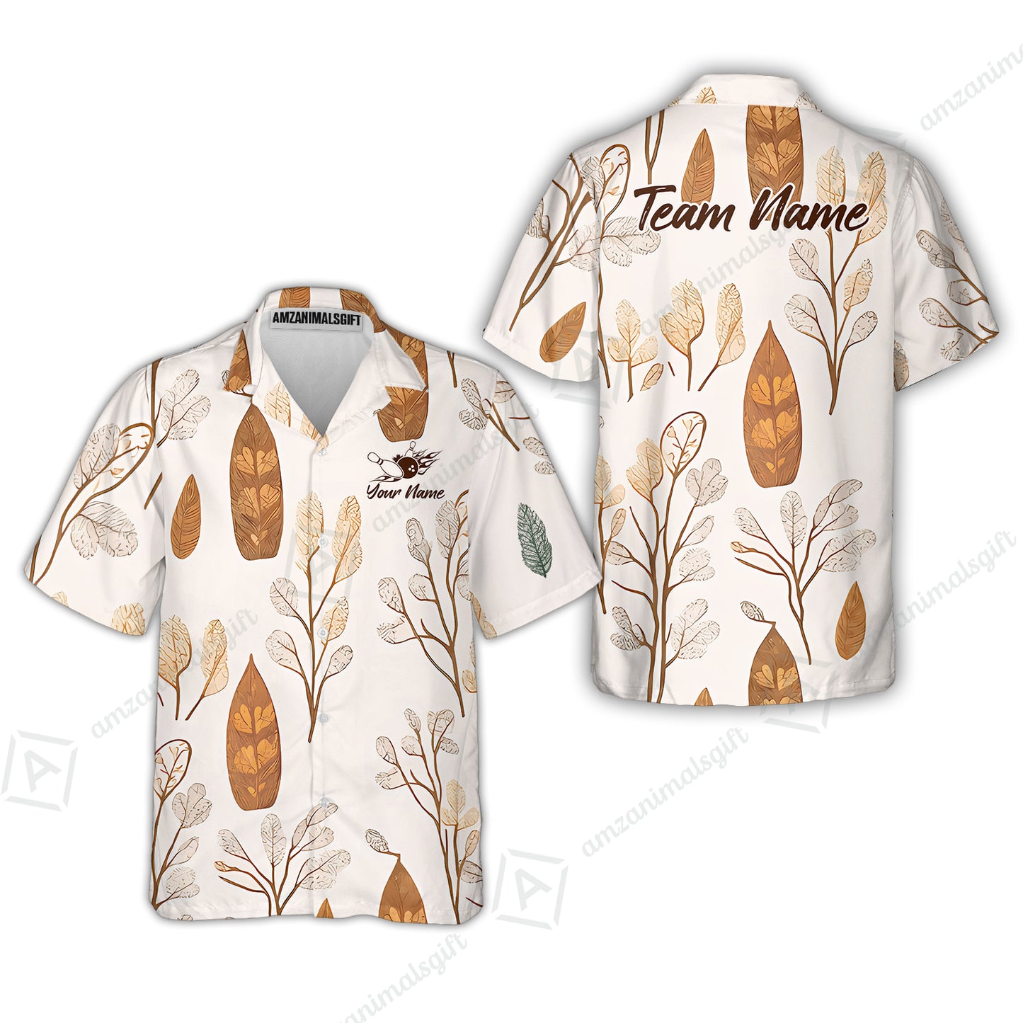 Custom Bowling Jersey Polo Shirt, Leave Pattern, Custom Bowling Jersey Team Shirt For Players With Name & Team Name