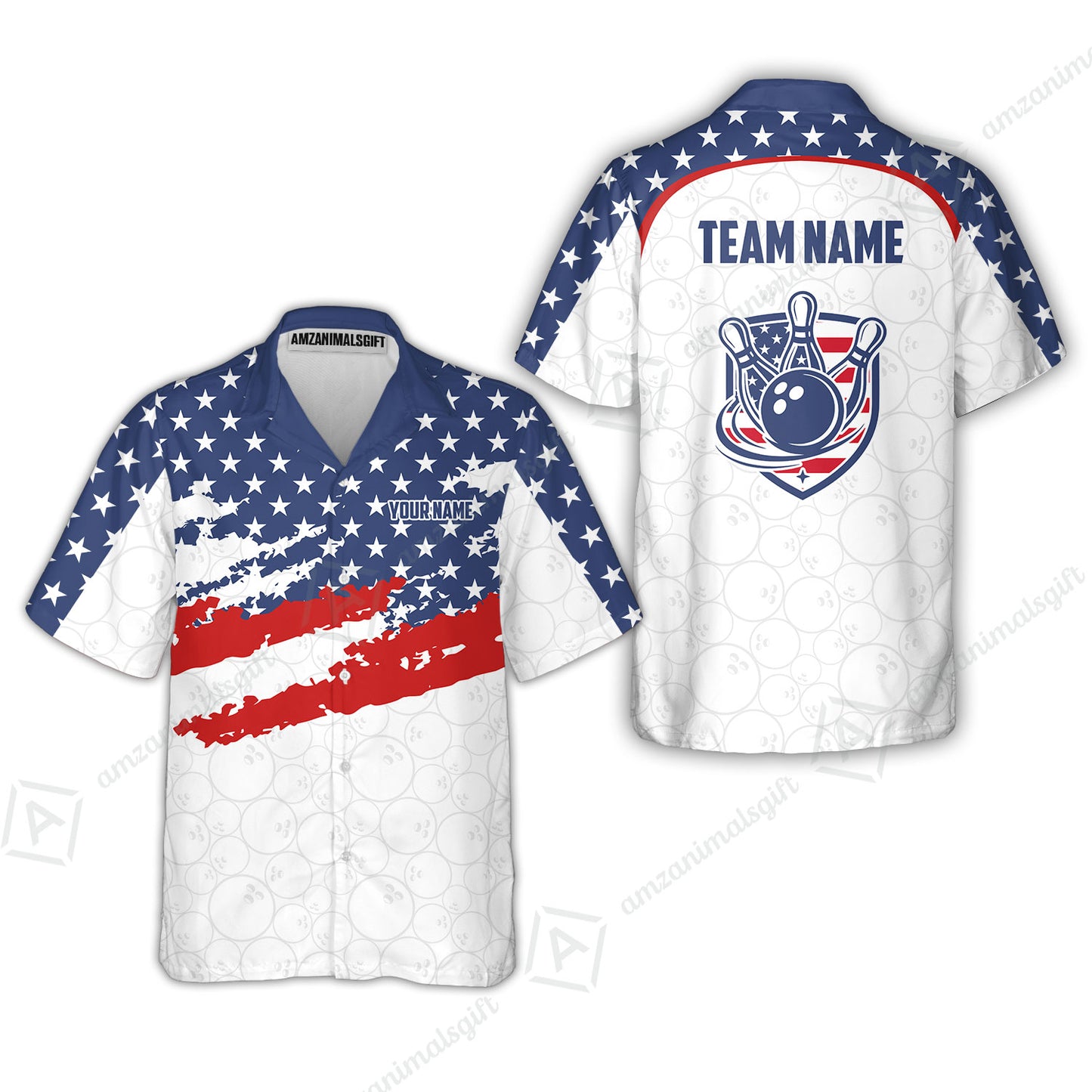 Custom Bowling Jersey Polo Shirt, America Star Flag Bowling, Custom Bowling Jersey Team Shirt For Players With Name & Team Name