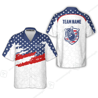 Custom Bowling Jersey Polo Shirt, America Star Flag Bowling, Custom Bowling Jersey Team Shirt For Players With Name & Team Name