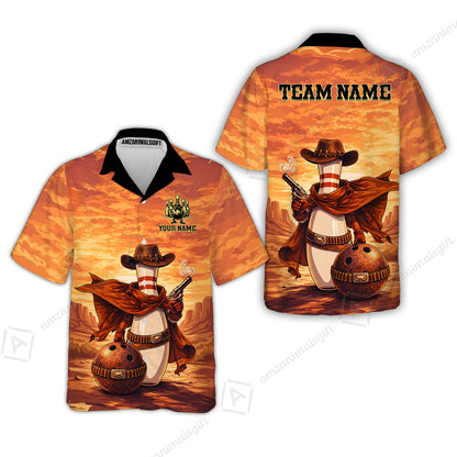 Custom Bowling Jersey Polo Shirt, Pin Cowboy Bowling Sunset, Custom Bowling Jersey Team Shirt For Players With Name and Team Name