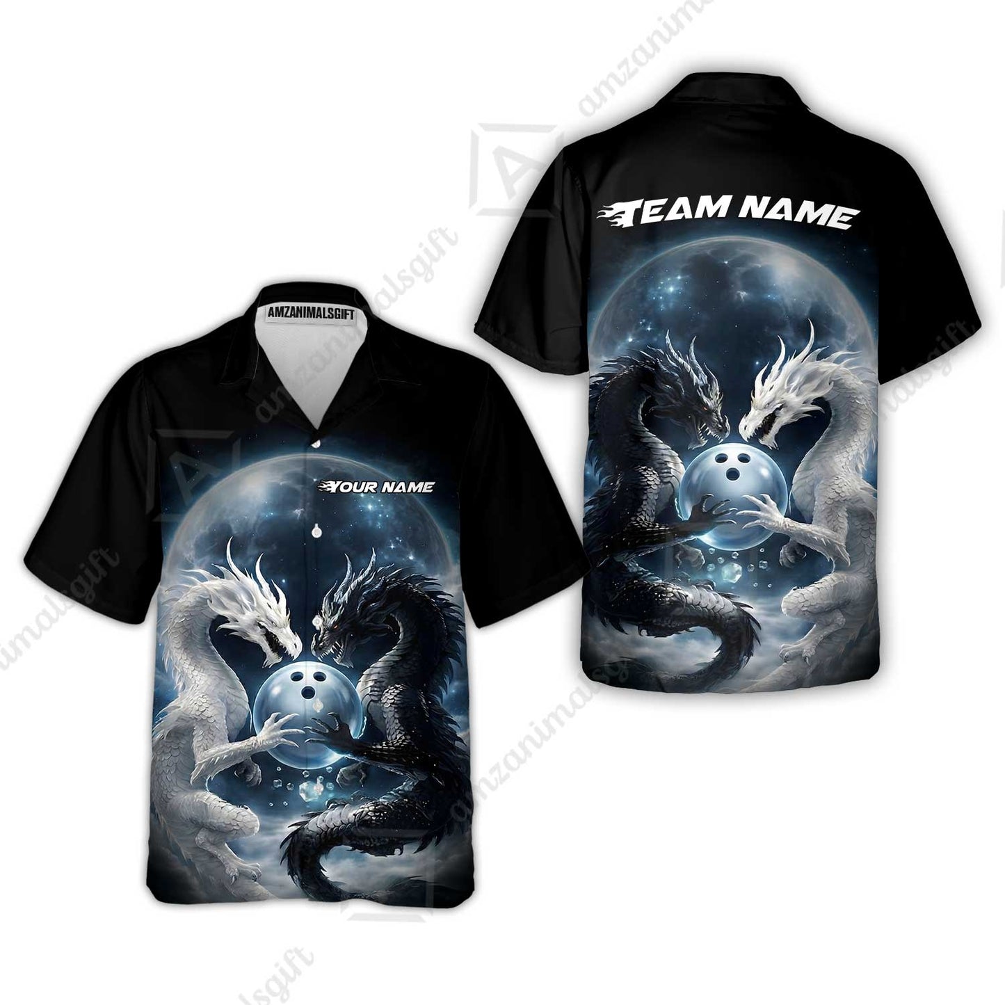 Custom Double Dragon Bowling Jersey Polo Shirt, Custom Double Dragon Bowling Jersey Team Shirt For Players With Name & Team Name
