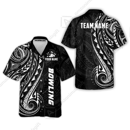 Custom Bowling Jersey Polo Shirt, Polynesian Maori Tribal Tattoo Bowling, Custom Bowling Jersey Team Shirt For Players With Name and Team Name