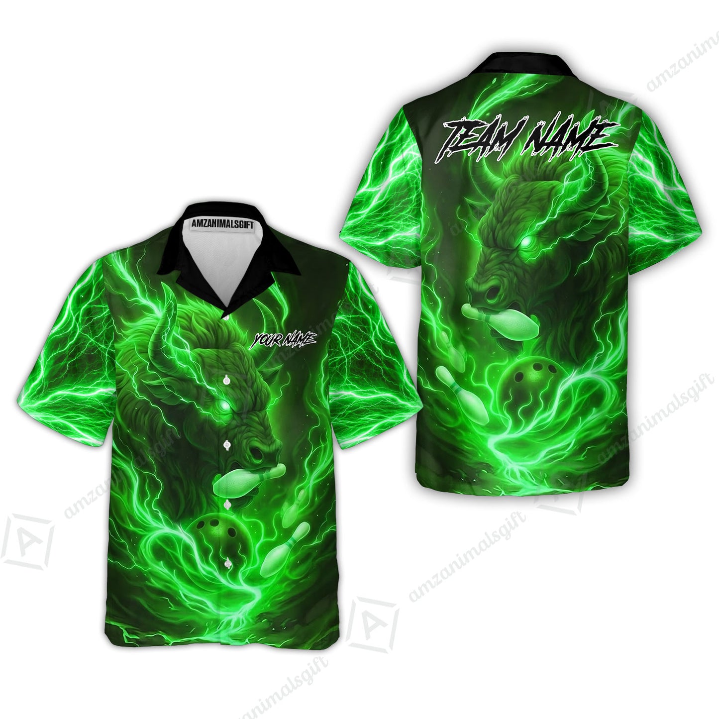 Custom Bowling Jersey Polo Shirt, Charging Bull Bowling Custom Bowling Jersey Team Shirt For Players With Name & Team Name
