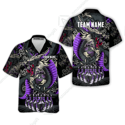 Custom Bowling Jersey Polo Shirt, Oriental Jade Dragon & Classic Clouds, Custom Bowling Jersey Team Shirt For Players With Name & Team Name