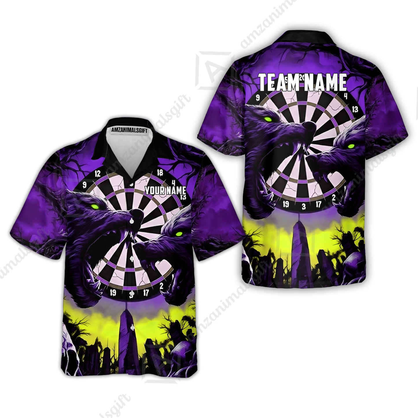Custom Darts Team Jersey, Personalized Black Forest Wolves Dart Polo Shirt For Players With Name & Team Name