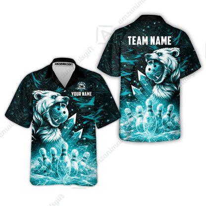 Custom Bowling Jersey Polo Shirt, Arctic Bear & Crystal Galaxy, Custom Bowling Jersey Team Shirt For Players With Name & Team Name