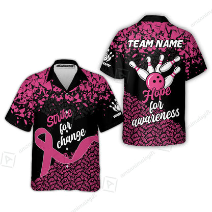 Custom Bowling Jersey Uniform Shirt, Bowling Strike For Change Team Shirt For Players With Name & Team Name
