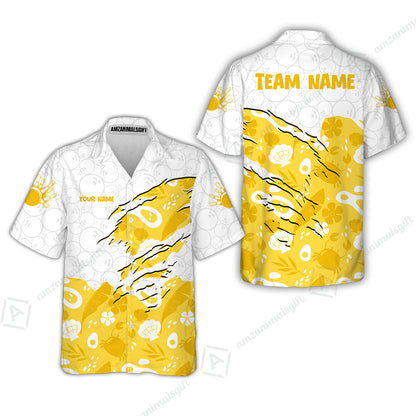 Custom Bowling Jersey Polo Shirt, Pattern Crab Half Crenate Ark Flower Glass, Personalize Name and Team Name