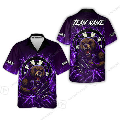 Custom Darts Team Long Sleeve Polo Shirt, Personalized Bear Thunder Lightning Darts Shirt with Name & Team Name