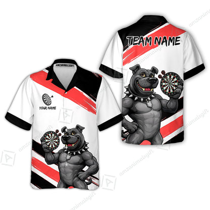 Custom Darts Jersey Polo Shirt, Pitbull Hold Dart Board, Custom Dart Jersey Team Shirt For Players With Name & Team Name