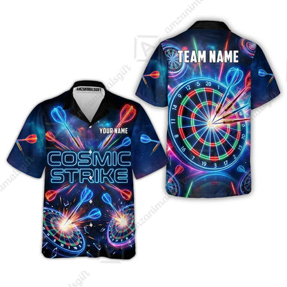 Custom Darts Team Jersey, Personalized Neon Galaxy Strike Darts Polo Shirt For Players With Name & Team Name