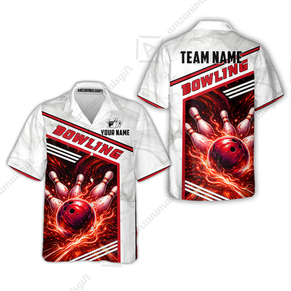 Custom Bowling Jersey Polo Shirt, Retro Racing & Fire Strike, Custom Bowling Jersey Team Shirt For Players With Name & Team Name