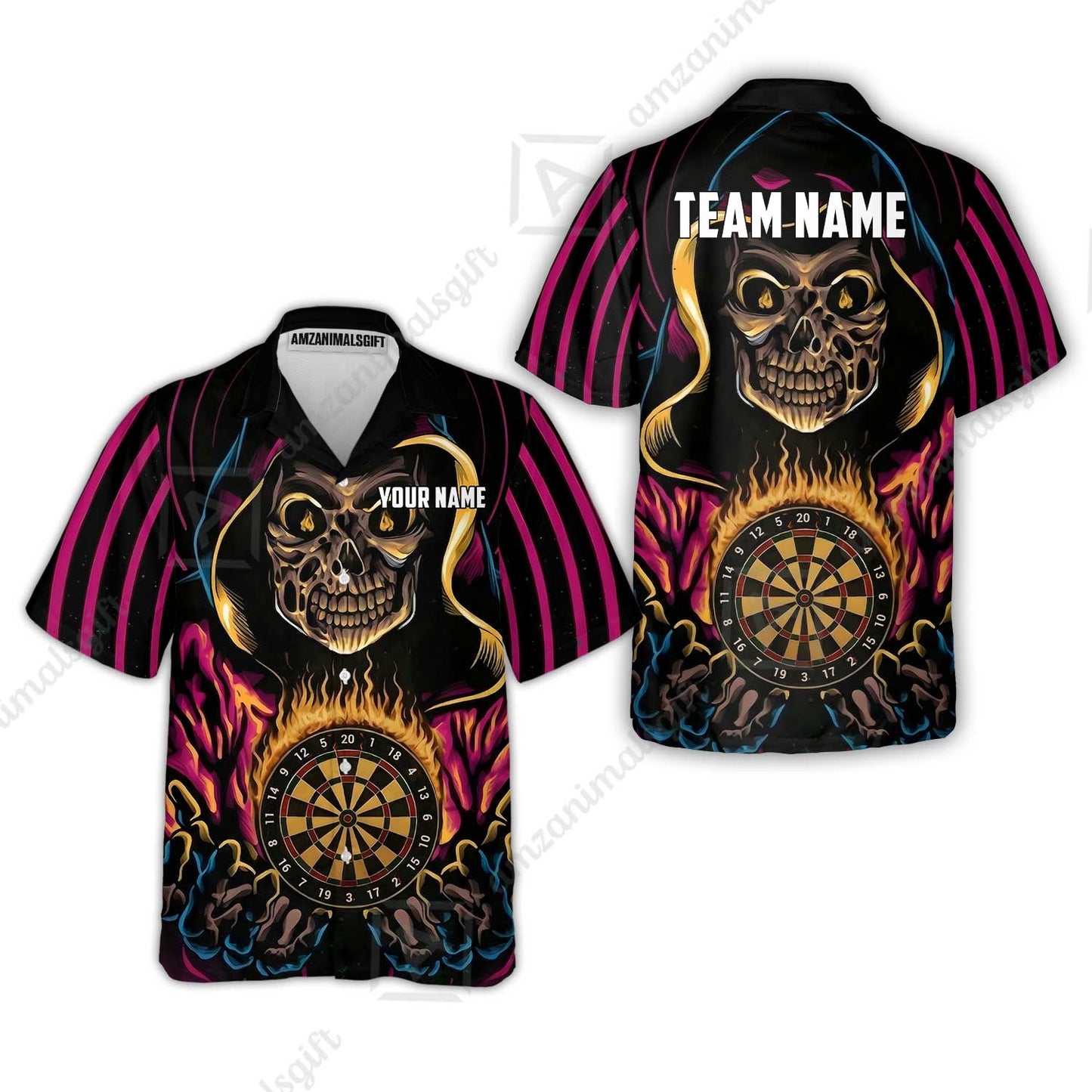 Custom Darts Team Jersey, Personalized Grim Reaper Dart Polo Shirt For Players With Name & Team Name