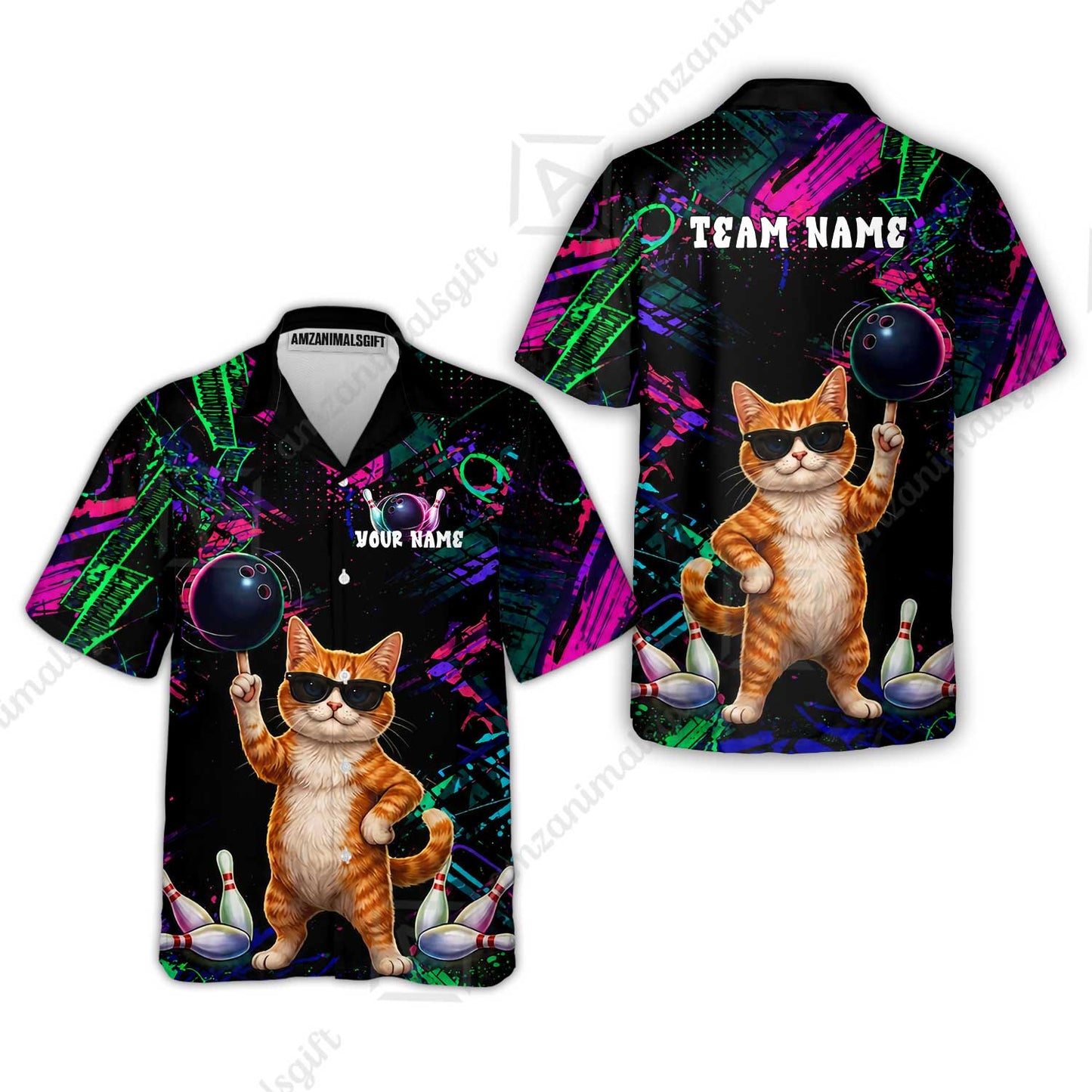Custom Bowling Jersey Polo Shirt, Cool Cat Roller, Custom Bowling Jersey Team Shirt For Players With Name and Team Name