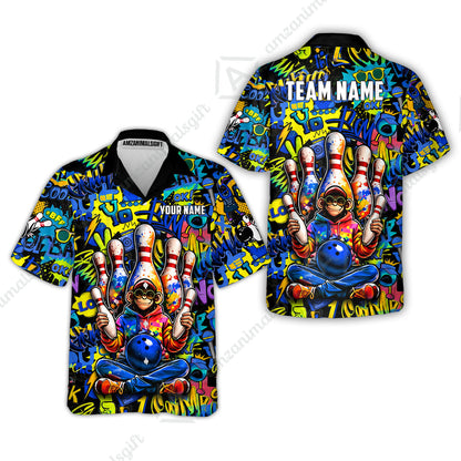 Custom Bowling Jersey Polo Shirt, Master Monkey Juggling, Custom Bowling Jersey Team Shirt For Players With Name & Team Name