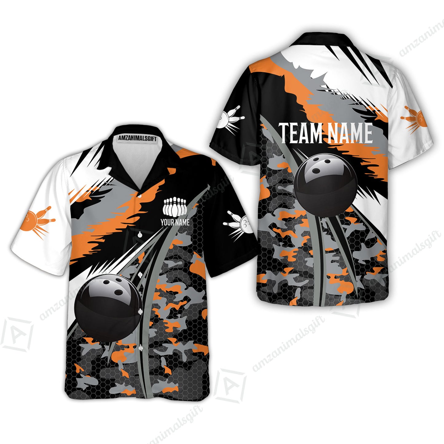 Custom Bowling Team Jersey, Personalized Long Sleeve Jersey Shirt Camo Bowling Shirt with Name & Team Name
